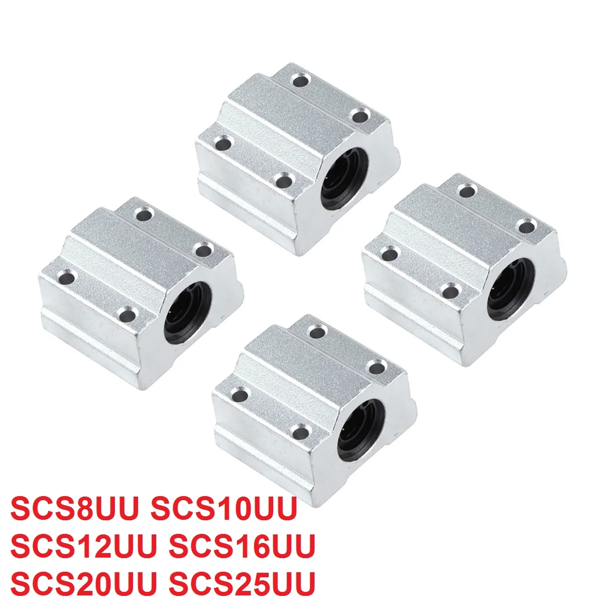 4PCS Linear Ball Bearing Slide Block SCS8UU SCS10UU SCS12UU SCS16UU SCS20UU SCS25UU Linear Shaft Bearing For CNC 3D Printer Part