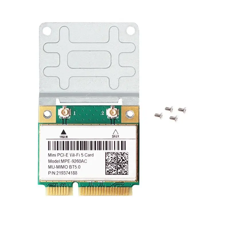 Fits for 2033Mbps Mini-PCIE Card 9260AC 2.4G/5GHz BT 5.0 Wlan WiFi Card Dual Band 802.11Ac Laptop Deskktop for Windows10/11