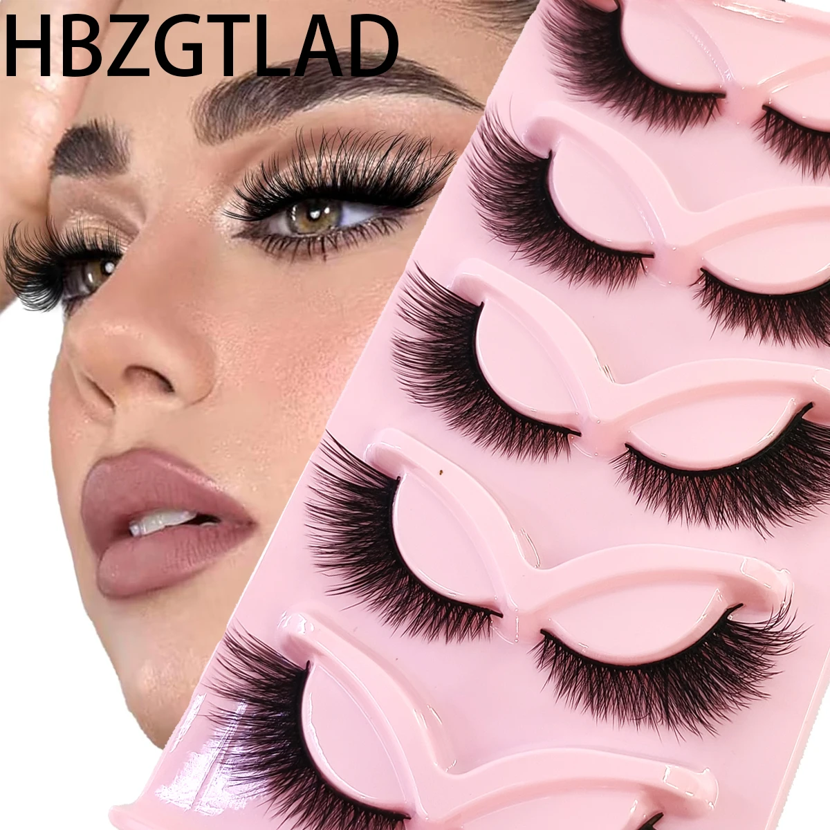 5 Pairs Cat/Fox Eyelashes Faux Mink Eyelashes Winged End Eye Elongated Eyelashes Fake Lashes Soft Natural Long Full Strip Lashes
