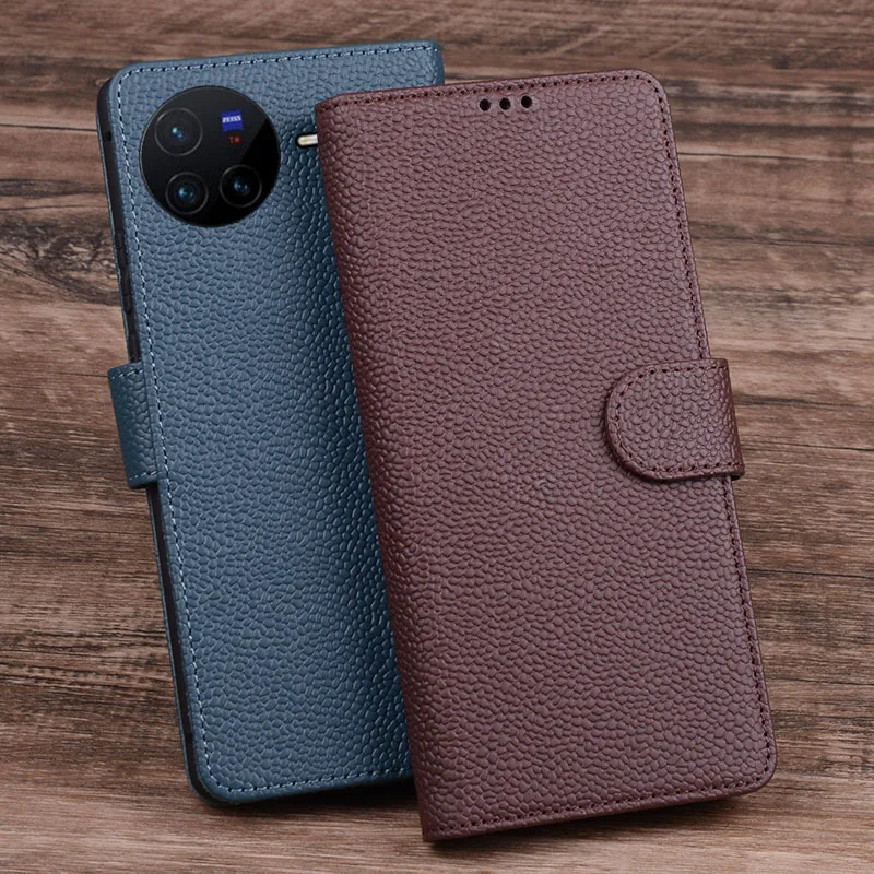 

Hot Sales Luxury Genuine Leather Flip Phone Case For Vivo X80 Pro Leather Half Pack Phone Cover Cases Shockproof