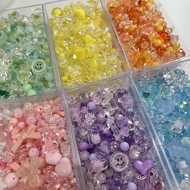 10g Mixing Acrylic Beads Smile Heart Flower Loose Beads For DIY Handmade Phone Chain Bracelet Jewelry Making Accessories