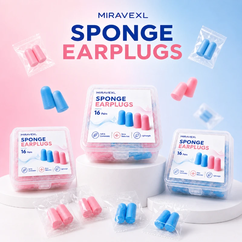 Sponge Earplugs for Sleeping 16 Pairs, Noise Cancelling Soft Foam Ear Plugs for Travel Study Snoring, Individually Wrapped