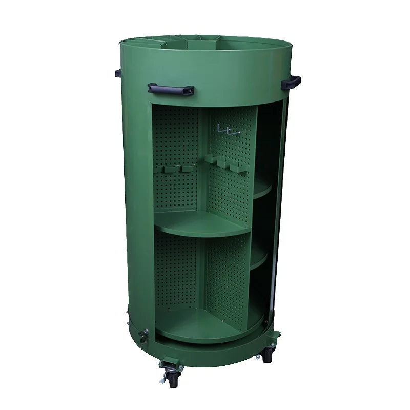 Green Special Design Cylindrical Trolley Tool Trolley Tool Cabinet Tool Chest Multifunctional Lockable Movable Hook Steel