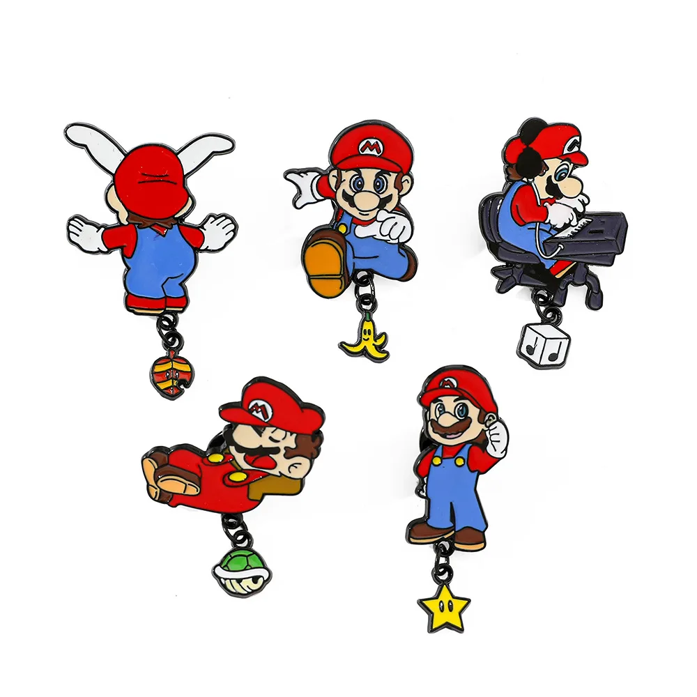 

1 Set Cute Cartoon Creative Mario Alloy Brooch Super Mario Game Character Metal Badge Accessory Pin Cute Personalized Gifts Y2k