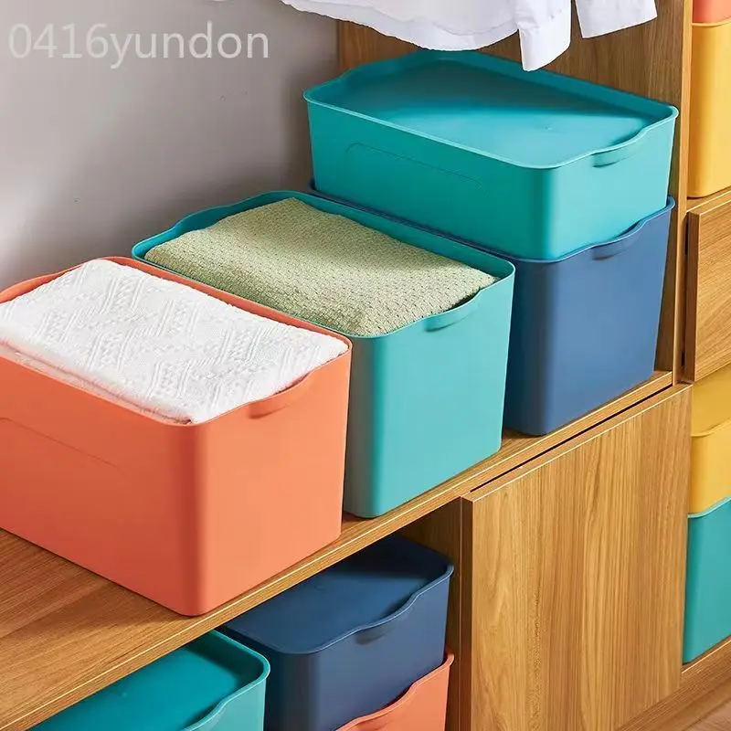 

Color contrast thickened plastic storage box, large toy clothing storage box, covered sorting box, storage box