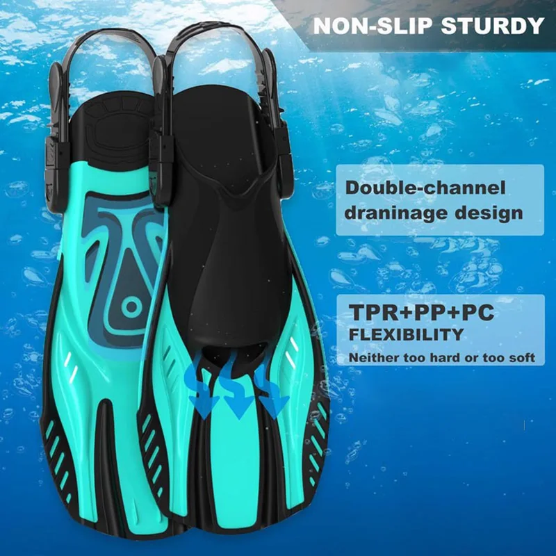 زعانف غوص مجانية قابلة للتعديل، معدات غطس للسباحة والغطس للأطفال البالغين لكل من الرجال والنساء #3