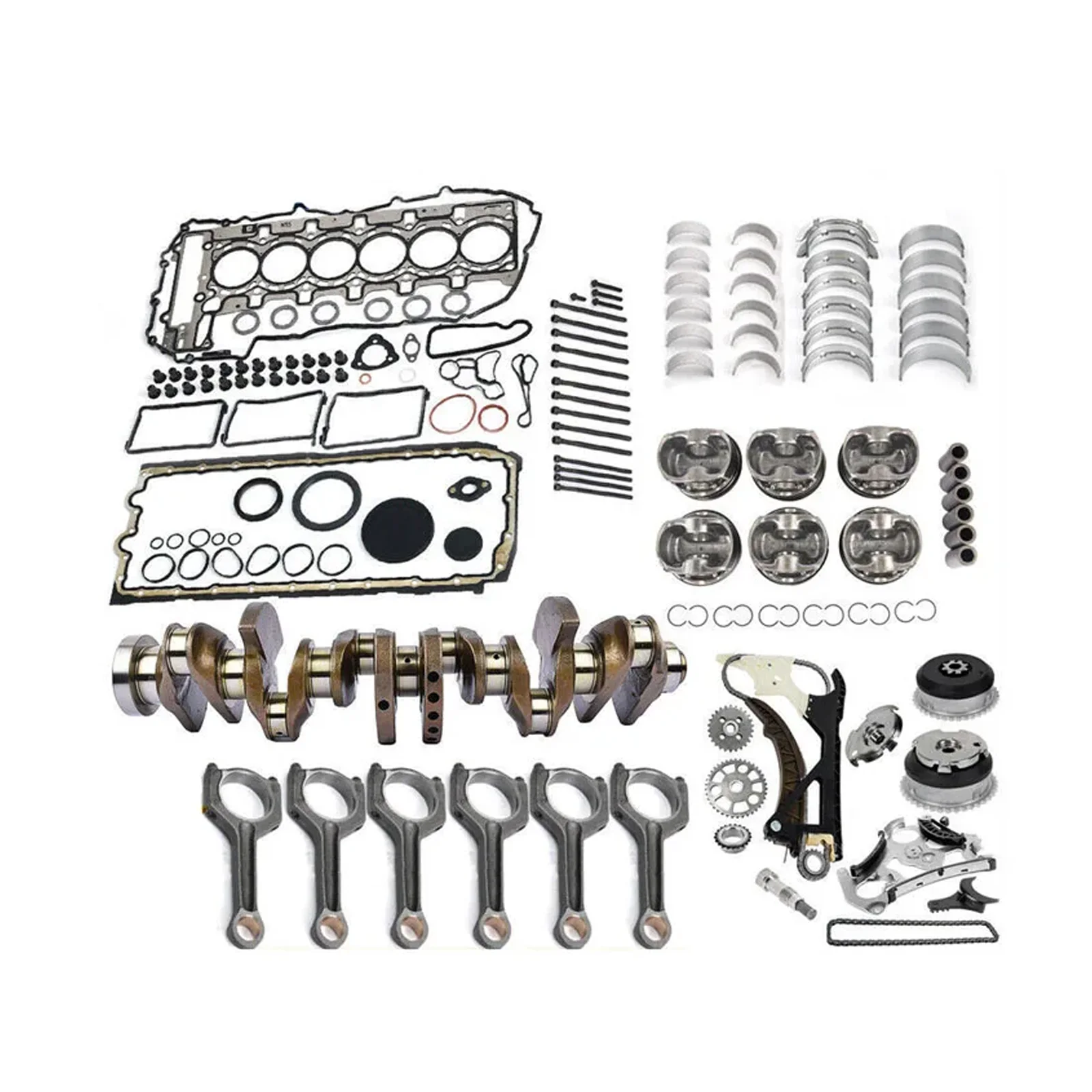Linkteco إصلاح إعادة بناء مجموعة توقيت سلسلة عدة كون قضيب العمود المرفقي ل B MW 535i X5 X6 F30 F32 F25 F10 F15 E71 3.0L N55B30