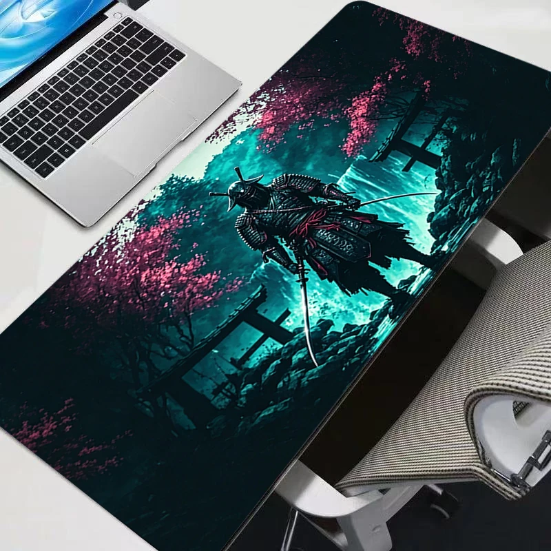 Large E-sports Mouse Pad Japanese samurai new Smooth Flexible Rubber Gamer PC Computer Keyboard For CSGO Kawaii Mosuepad