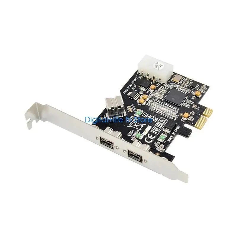 

E06D PCIE X1 To FireWire 800 1394B 3 Port Camera for Image Video Capture Card Adapter Expansion Chip TI XIO2213AZAY 4pin Powe