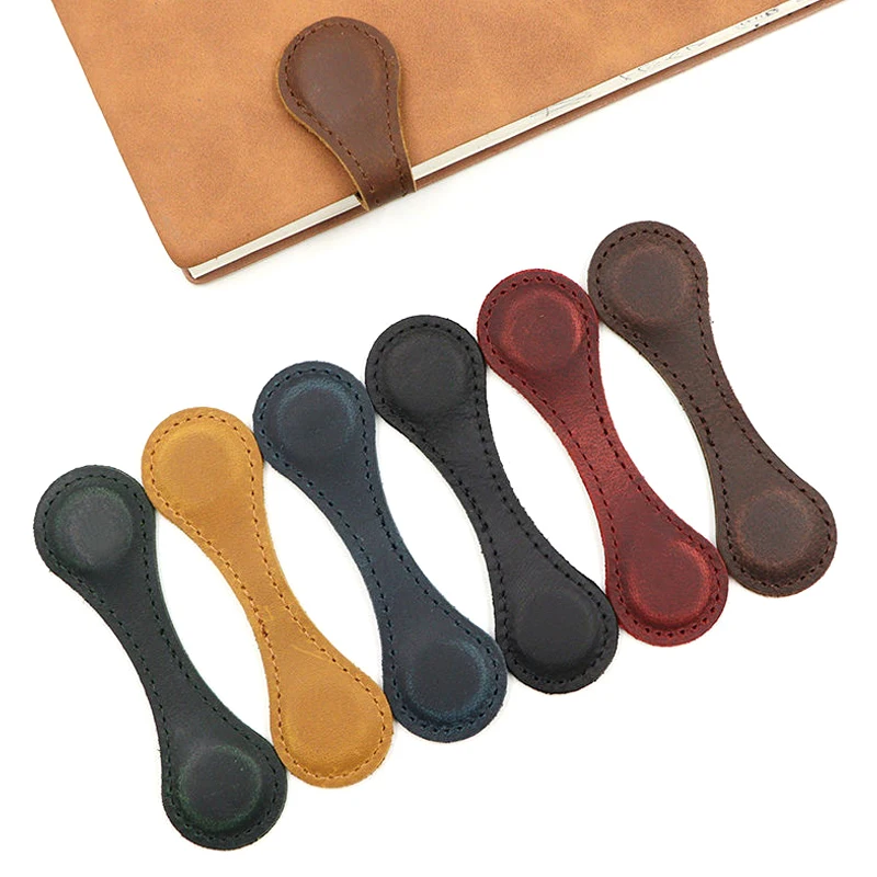 Notebook Book Markers Page Divider Double-sided Magnetic Buckle Magnet Clip Staionery Supplies Leather Magnetic Bookmarks Retro