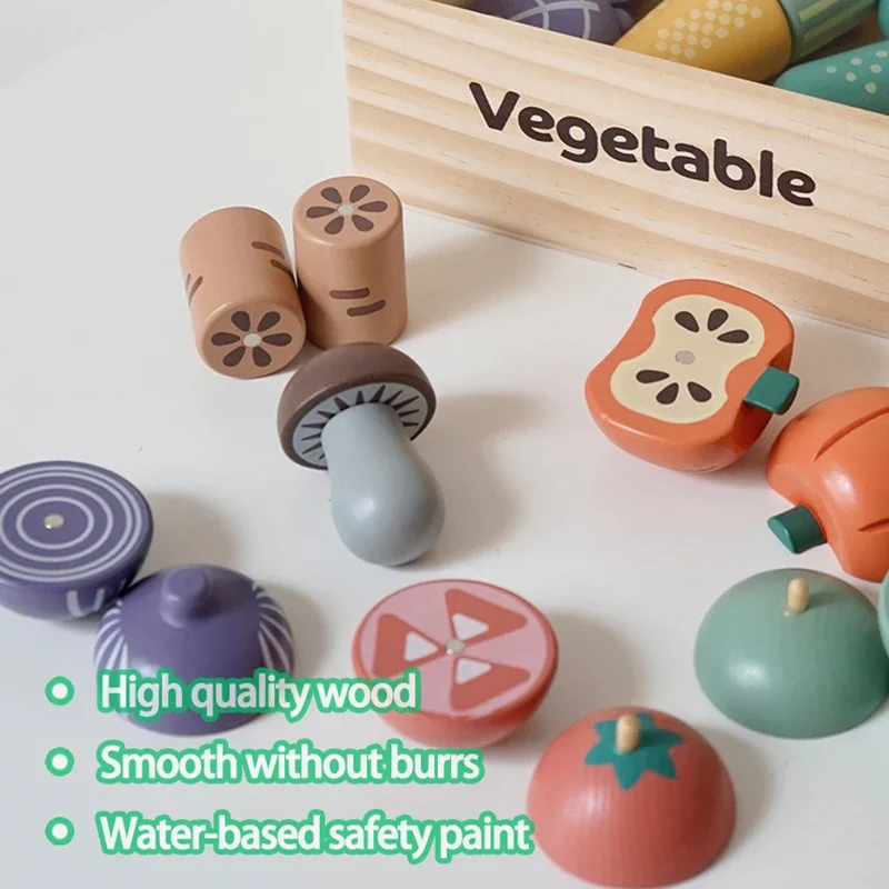 Wooden Pretend Play Kitchen Cutting Food Accessories Set Fruit Vegetable Bakery Meat fish Early Educational Cognition Toys