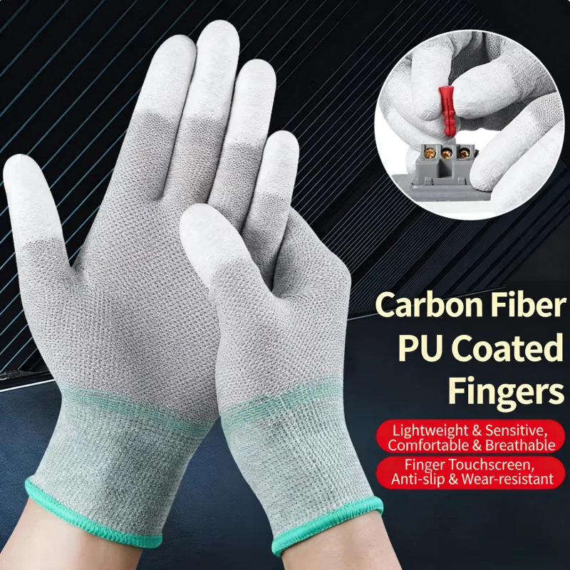 

Перчатки с ПУ-покрытием на кончиках пальцев, антистатические, противоскользящие, ручной работы, для промышленных работ, защитные, для установки автомобильной пленки на окна