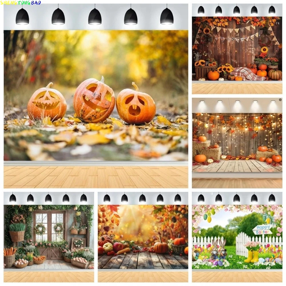 Spring Easter Bunny Easter Egg Pumpkin Party Banner Background Cloth, Children Birthday Party Decoration Photography Background
