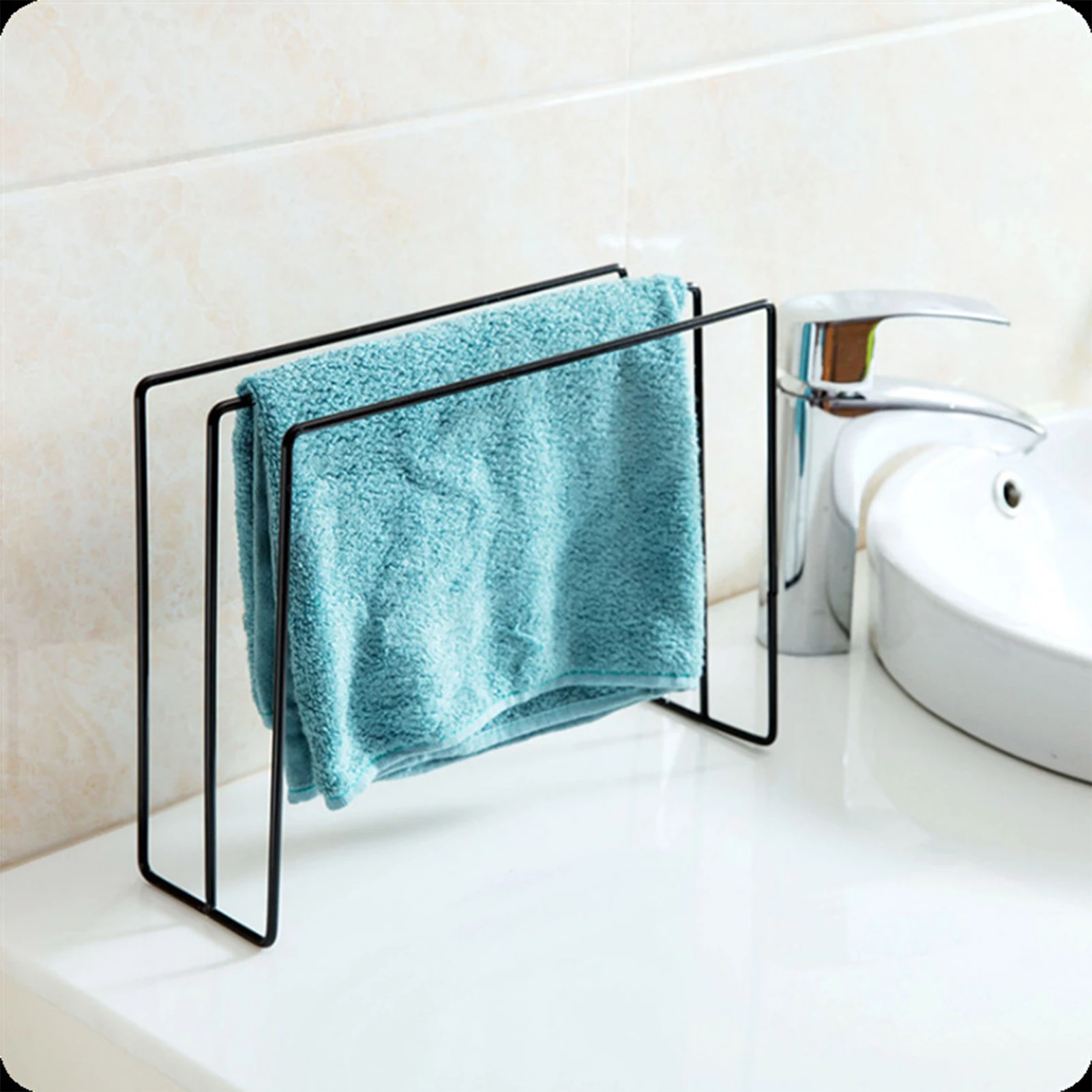 Iron Dishcloth Holder Kitchen Countertop Dishcloth Drying Rack Iron Dishcloth Towel Holder  Standing Dish Rag Storage Hanger