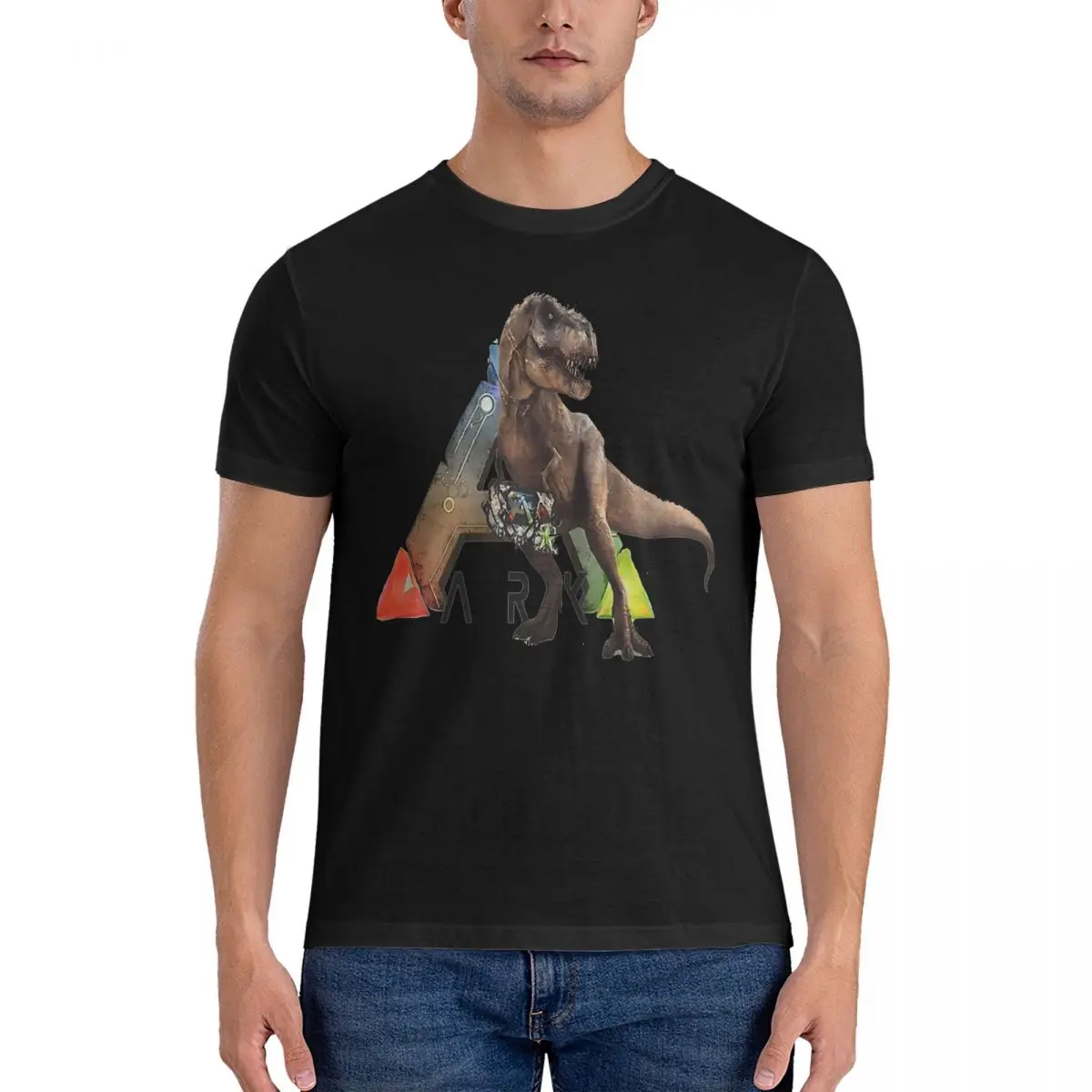 لعبة تي شيرت قطني متطور للبقاء على قيد الحياة للرجال ، تي شيرت ديناصور ، ملابس عتيقة ، أكمام قصيرة ، تي شيرت برقبة دائرية ، ملابس مطبوعة #1