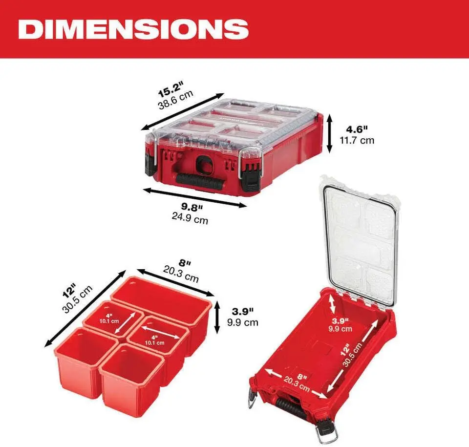 with Milwaukee 48-22-8435 5-Bin Impact Resistant Polymer Packout Compact Organizer