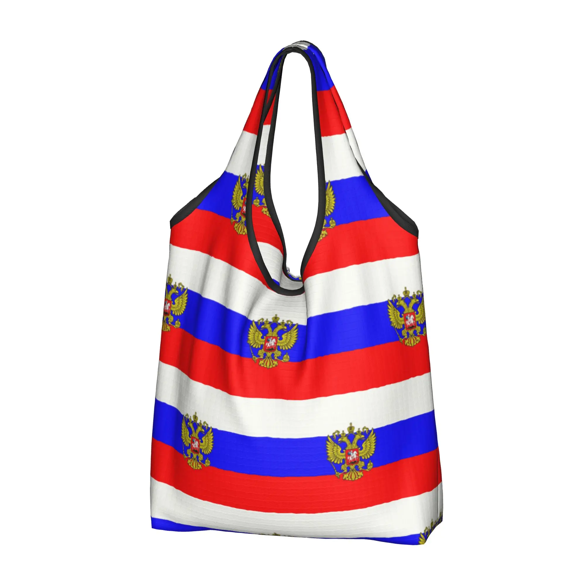 Recycling Russian flag Shopping Bag Women Tote Bag Portable  Grocery Shopper Bags