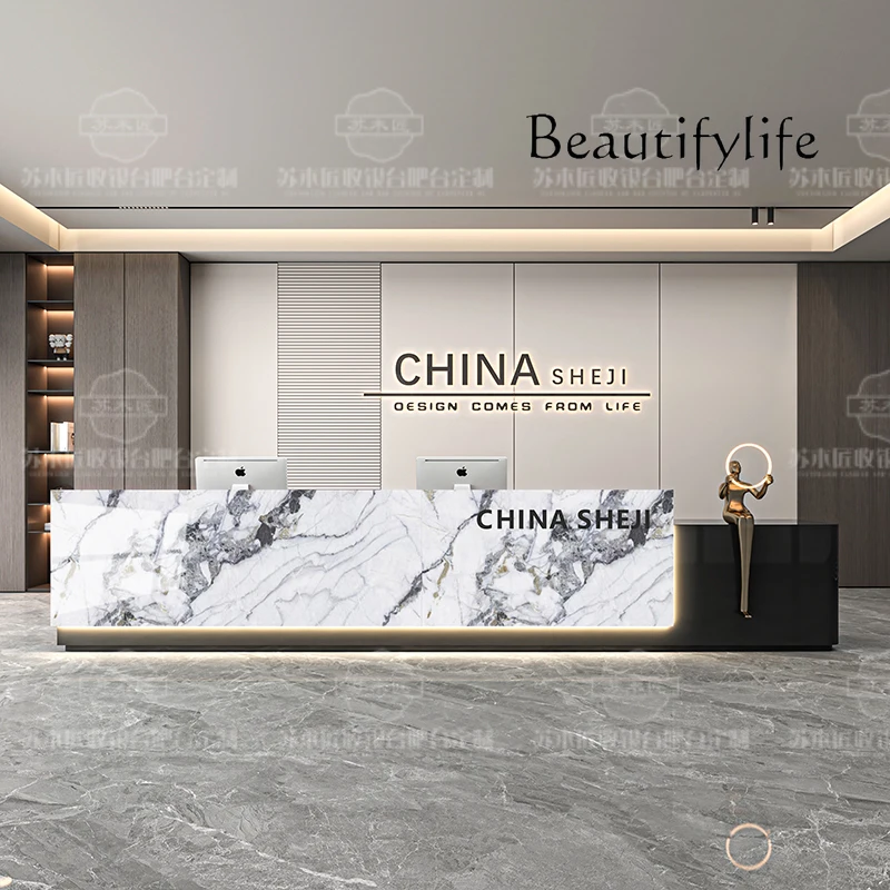 

R Modern Restaurant Reception Desks Company Aesthetic Minimalist Desks Design Organizers European Scrivania Commercial Furniture