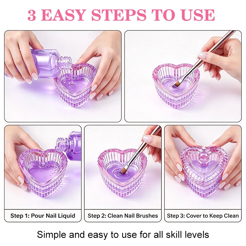 1 stücke Kristall Glas Nagel Tasse Acryl Flüssigkeit Pulver Glas Dappen Dish Herz Form Klar Schüssel Nagel Pulver Halter DIY maniküre Werkzeuge – Detail 4
