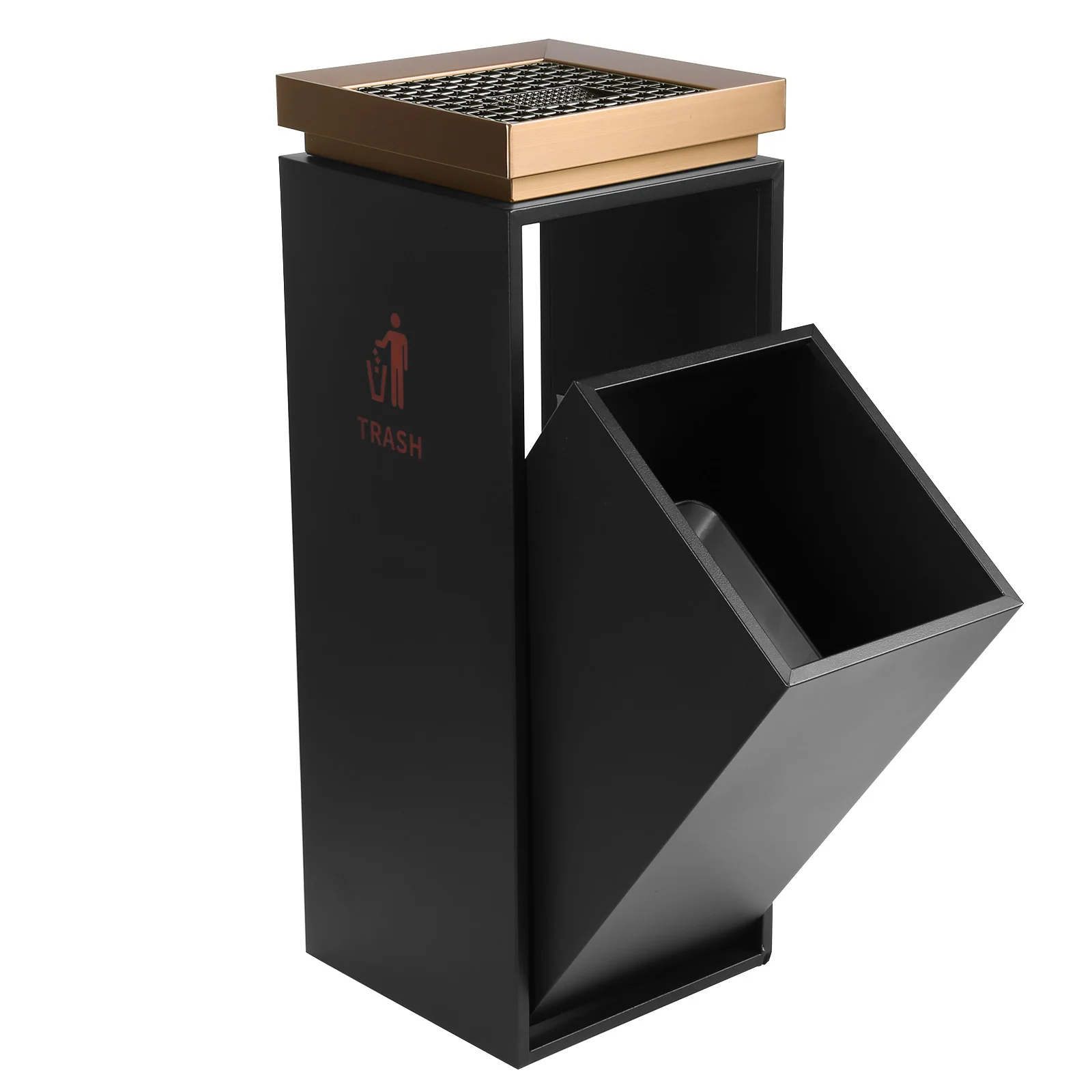 

Stainless Steel Trash Can with Ashtray/Lid with Removable Inner Bucket 29.53x11.02x11.02in for Park Garden Public Spaces