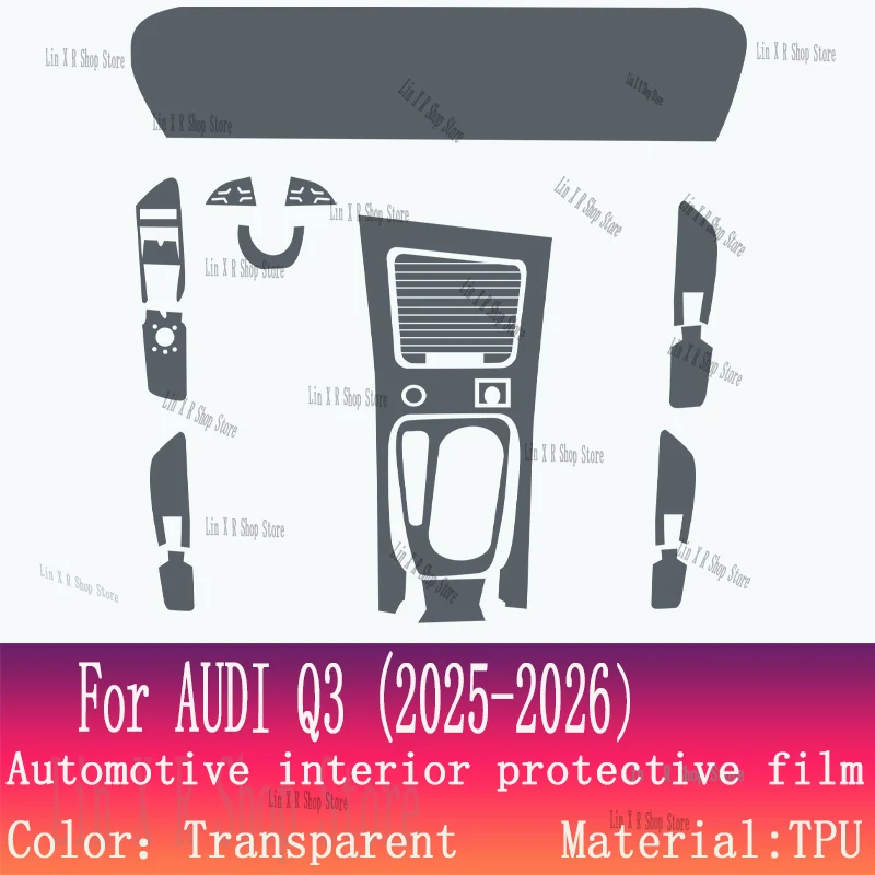 For AUDI Q3 (2025-2026）Car Interior Center Console Transparent TPU Protective Film Anti-scratch Repair Film
