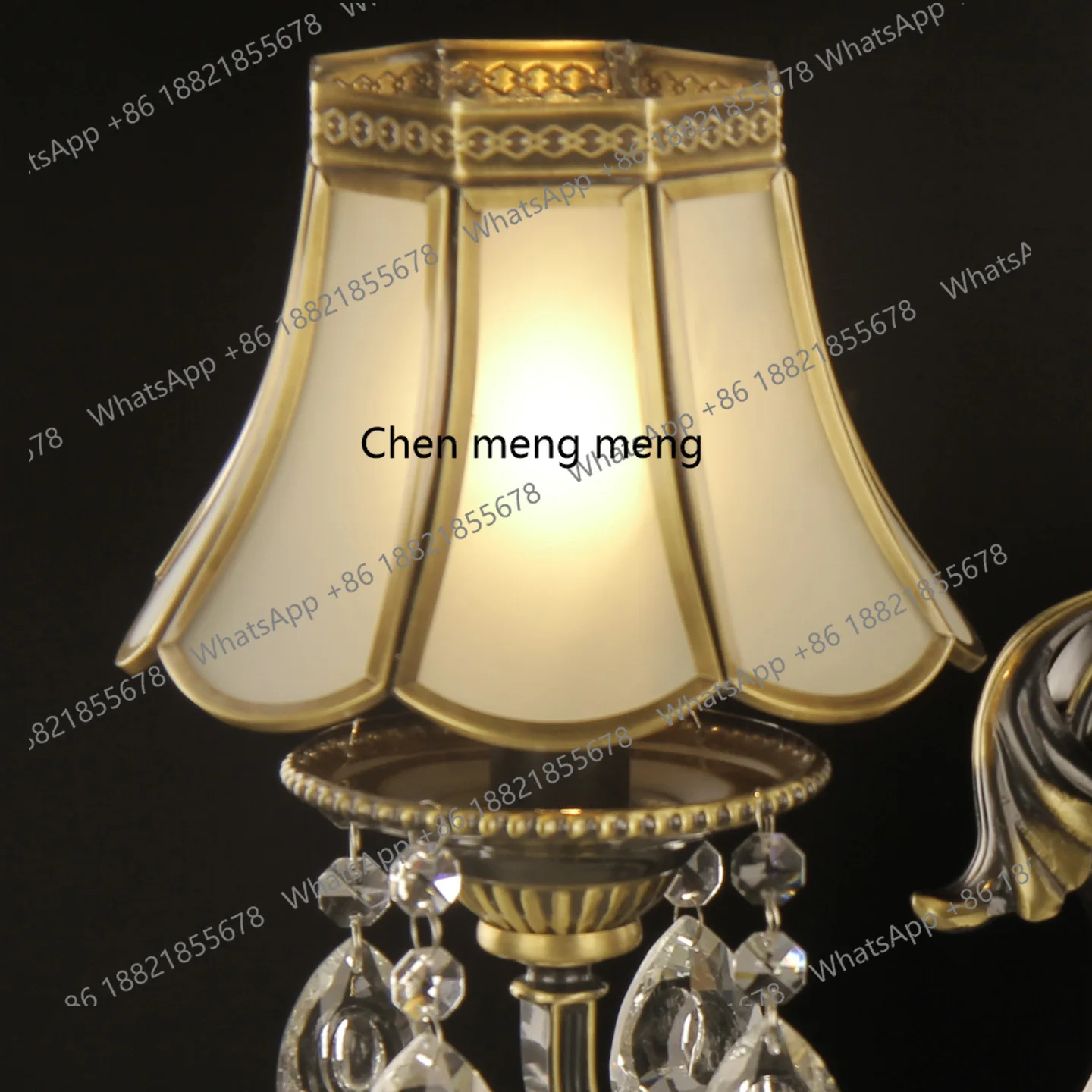 Tout cuivre noir or poli salon salle à manger lampe en cristal atmosphère européenne double tête escalier couloir applique murale