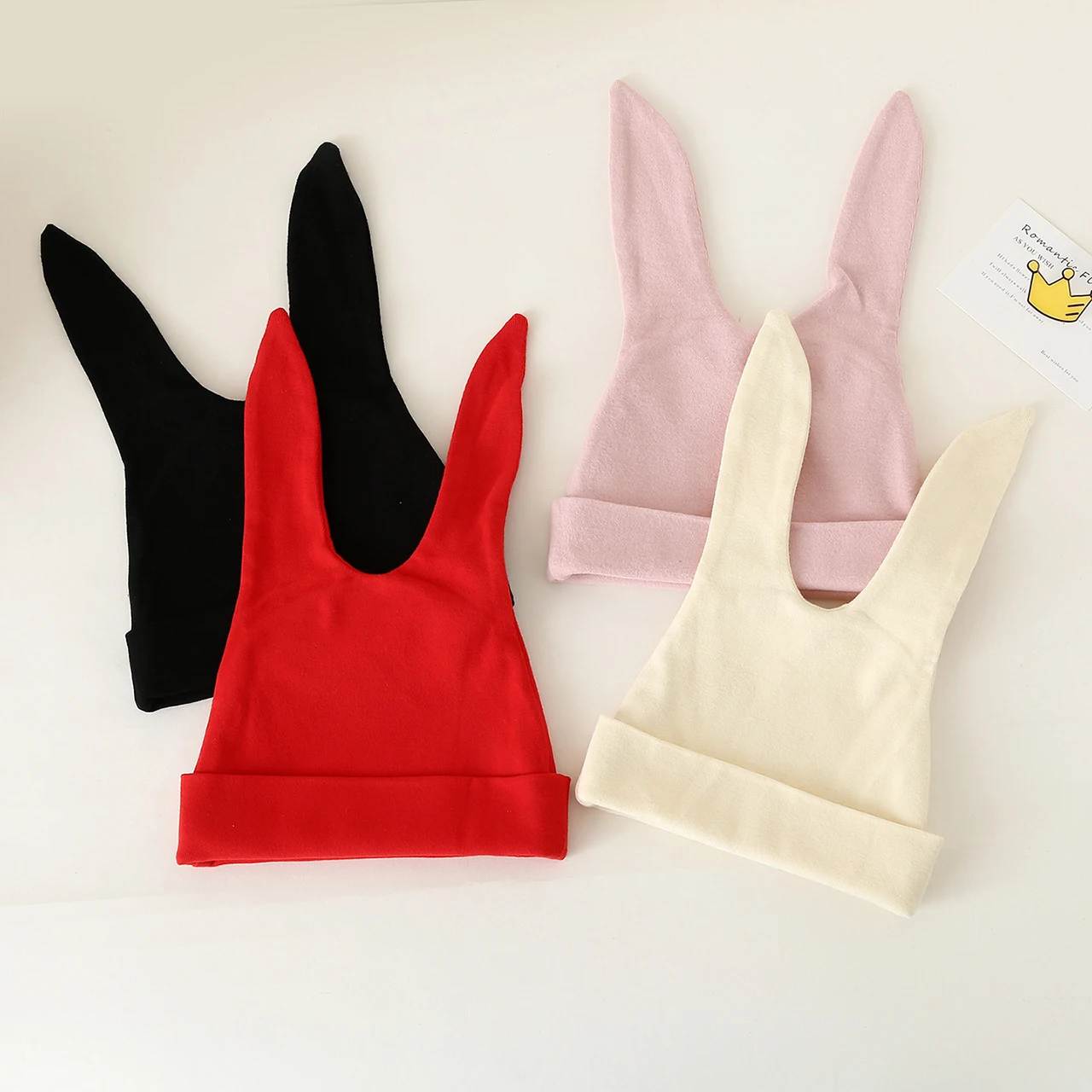 Cute Lop-eared Newborn Fetal Hat Autumn Single-Layer Warm Baby Knit Hats Solid Color Woolen Bonnet Cute Children Beanies 0-2Year - view 4