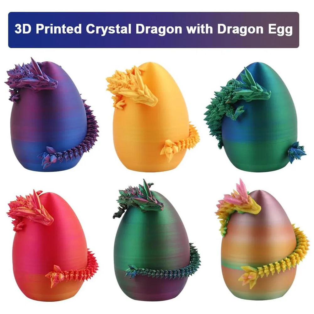 Ornement d'œuf Dragon imprimé en 3D, Joints flexibles en cristal de Dragon entièrement articulé, décoration de bureau parfaite pour enfants, cadeaux