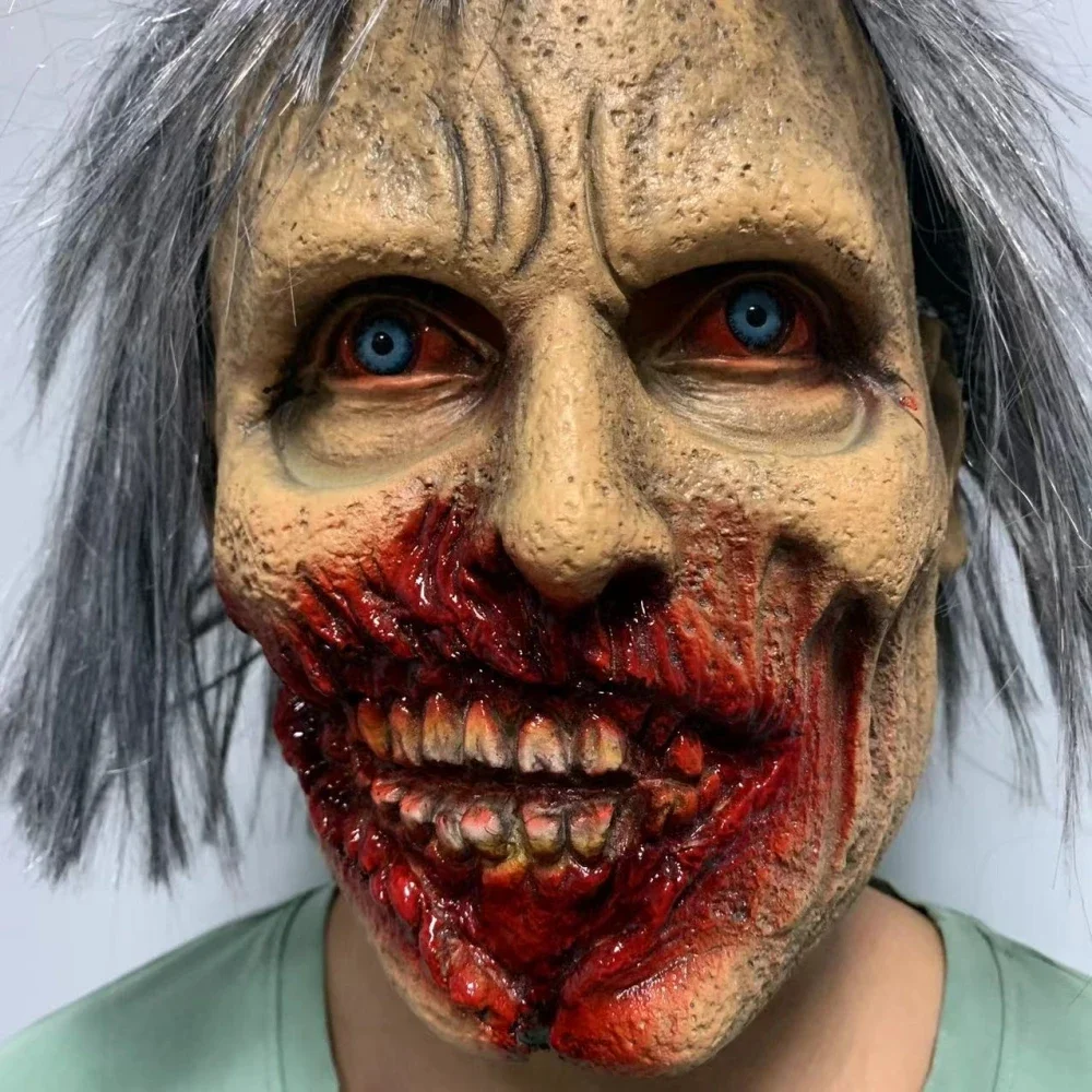 Máscaras de miedo para Halloween, máscara de látex de terror, Disfraces de Halloween, accesorios, vestido de fantasía, fiesta de zombis, máscara de cabeza completa