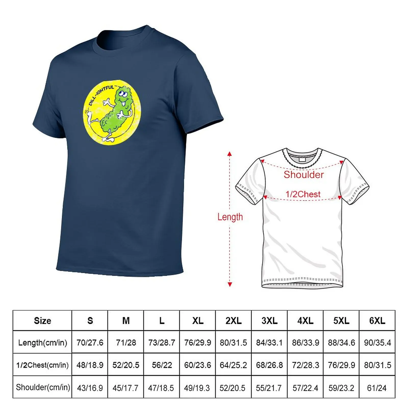Retro Sticker Pickle T-Shirt Minimalist Plain Crew Neck T-Shirt