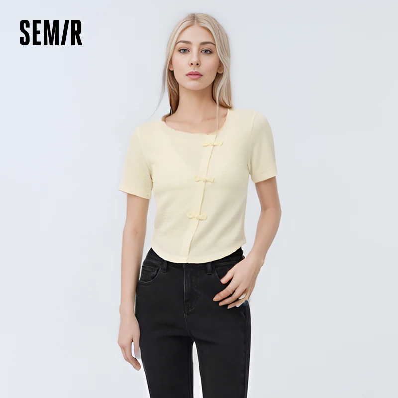 Semir 2024 T-Shirt Women Short Slim Sweet And Cool Little Man Long Sleeve  National Style Tee Shirts top for women