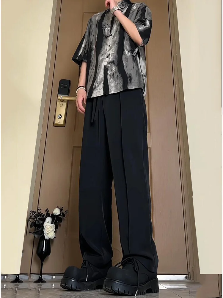 

Летний мужской костюм из двух предметов: футболка и брюки из охлаждающего ледяного шелка, новый, в китайском стиле, модный