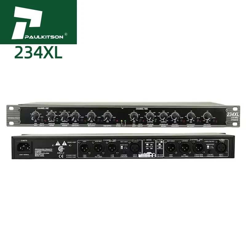 234XL Mini Stereo Crossover Audio Equalizer 2/3 Way Mono 4 Way Professional DSP for Stage Use