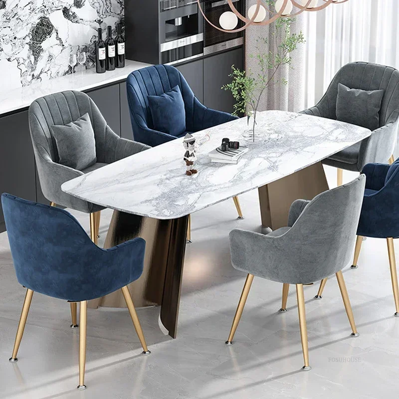 

Modern Velvet Dining Room Chair For Kitchen Furniture Home Dining Chairs Light Luxury Casual Backrest Dressing Manicure Chair