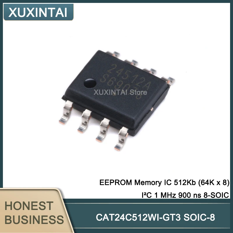 20Pcs/Lot  New Original  CAT24C512WI-GT3 CAT24C512WI EEPROM Memory IC 512Kb (64K x 8) I²C 1 MHz 900 ns 8-SOIC