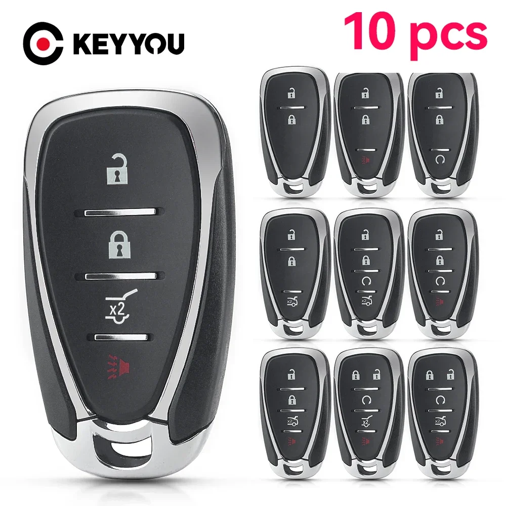 

KEYYOU 10Pcs Remote Car Key Shell Replacement for Chevrolet Cruze Malibu Camaro Equinox Smart Key Fob 2/3/4/5 Buttons Case