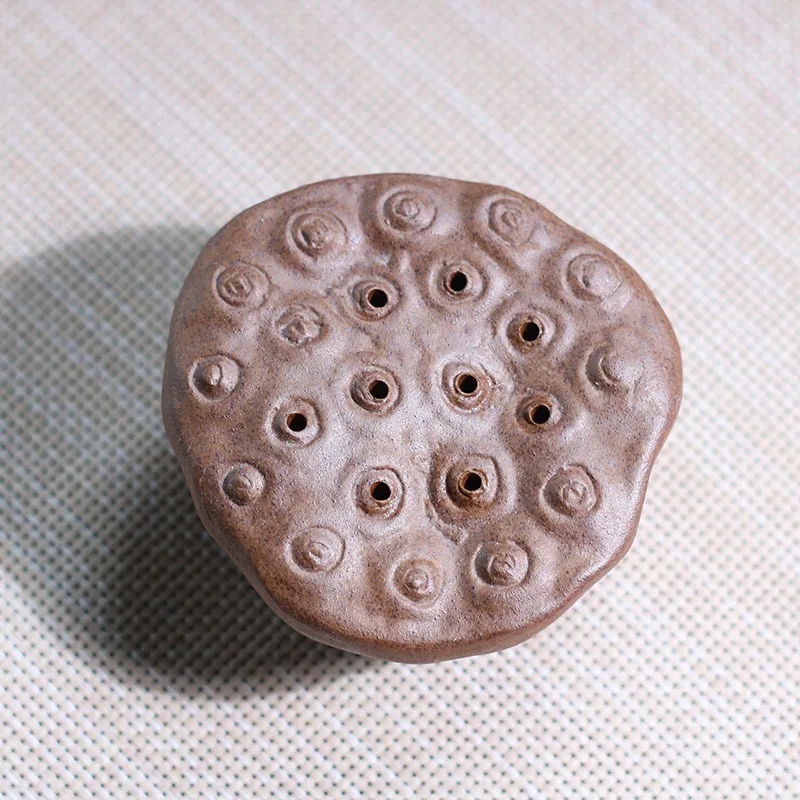 ★Handmade Stoneware Lotus Three-Hole Incense Holder Space Decoration Craft Gift Gift Box Lotus Incense Burner