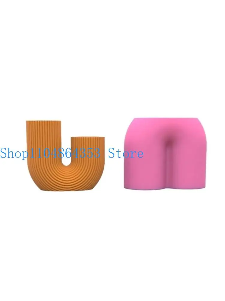 

652F U-shaped Flower Pot Silicone Mold DIY Plaster Resin Mould Scented Molds