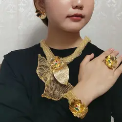 Luxury Quality African Bride Jewelry Set Brazilian Simple Style Light Weight Necklace For Women Party Gifts FHK18176
