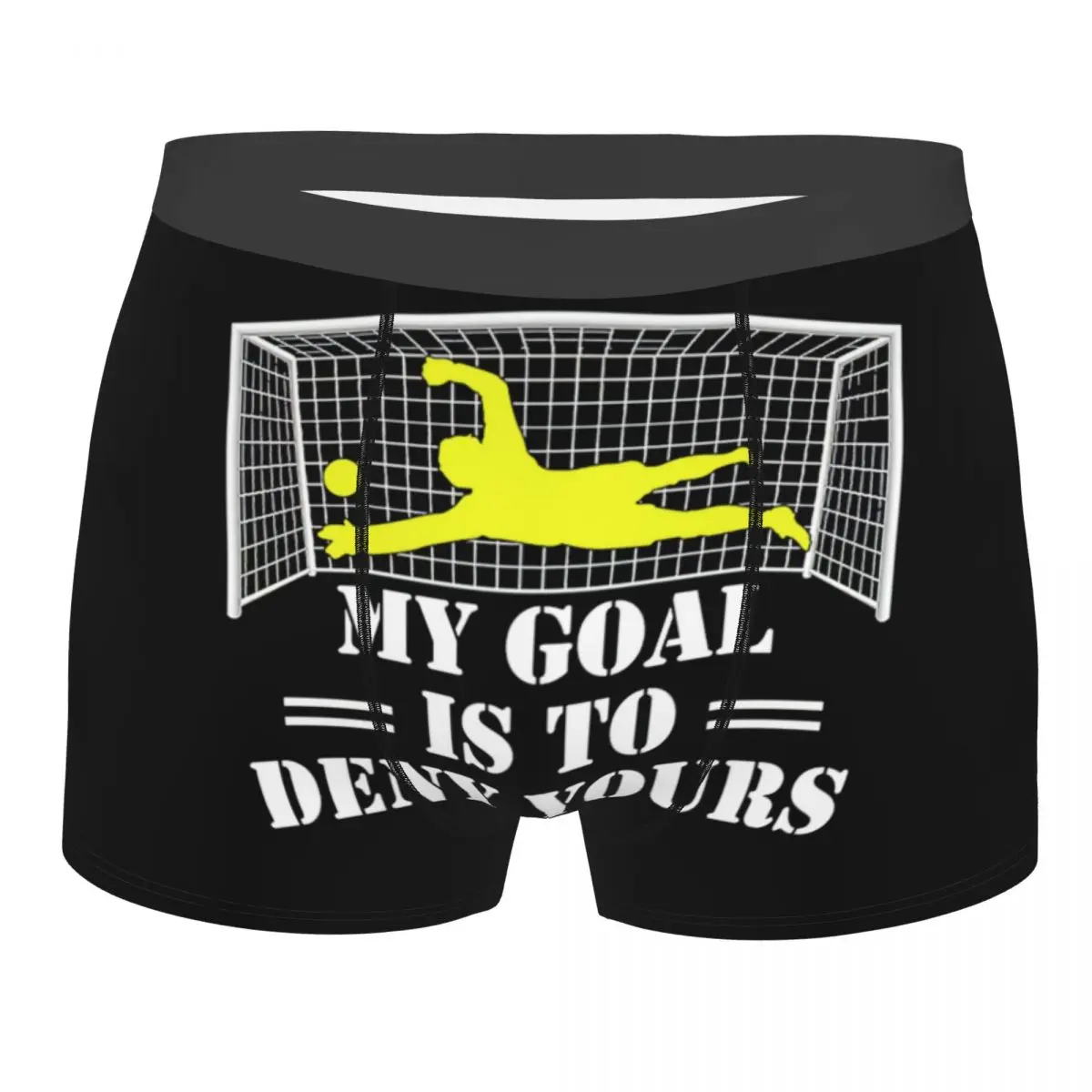 Custom My Goal Is To Deny Yours Soccer Goalie Keeper Underwear Male Print Boxer Briefs Shorts Panties Breathable Underpants