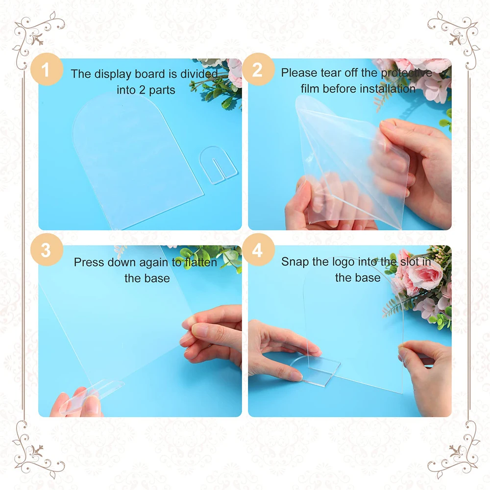 5pcs Transparent Acrylic Arched Semicircle Seat Tag Diy Blank Acrylic Party Decoration Wedding Table Tag With Card Slot