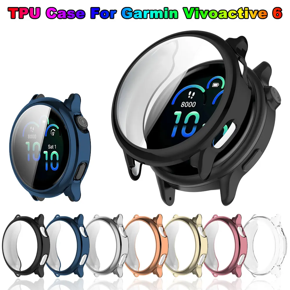 Full Cover Protective Case For Garmin Vivoactive 6 Soft TPU Full Bumpe Cover Cases For Garmin Vivoactive6 Screen Frame Protector