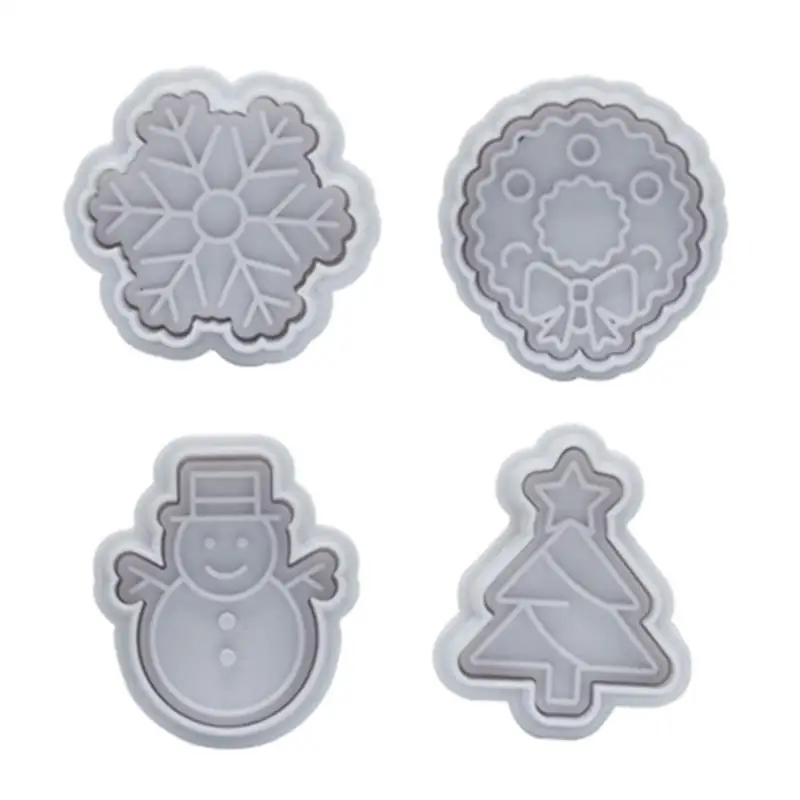 

E8BD 4 Pack Cookie Cutter Plastic Push-type Household Cookie Baking Molds