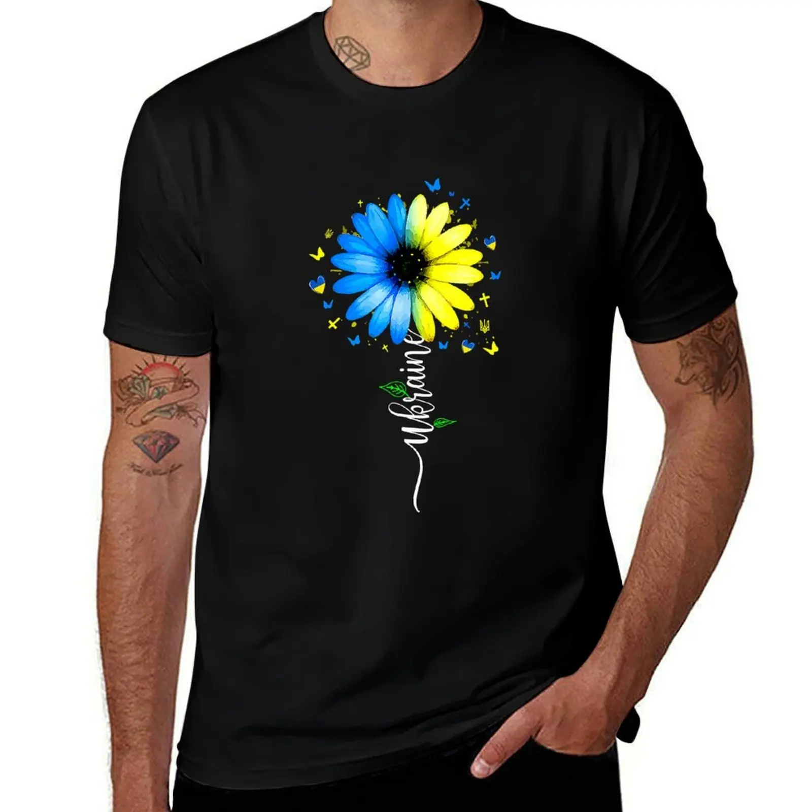 

Ukraine Flag Sunflower Vintage Ukrainian Ukraine Flag T-Shirt Vintage Style Printed Top