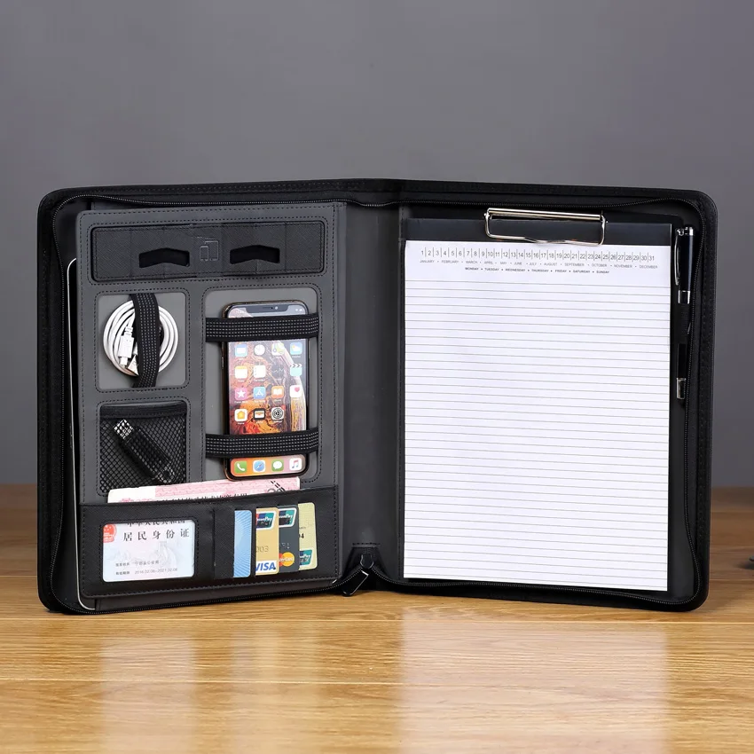 multifuctional A4 manager document bag folder for documents with zipper foldable mobile stand rack holder for cellphone/tablet