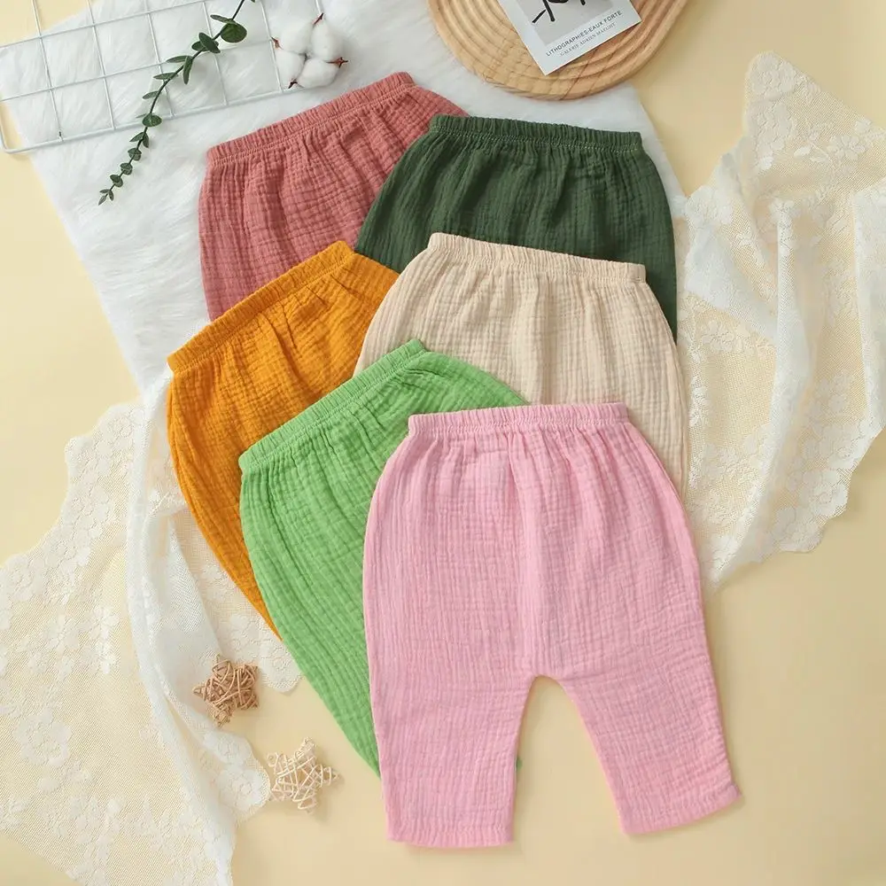 

6 штук удобных хлопковых детских штанишек, мягкие леггинсы для младенцев для мальчиков и девочек, классический однотонный цвет