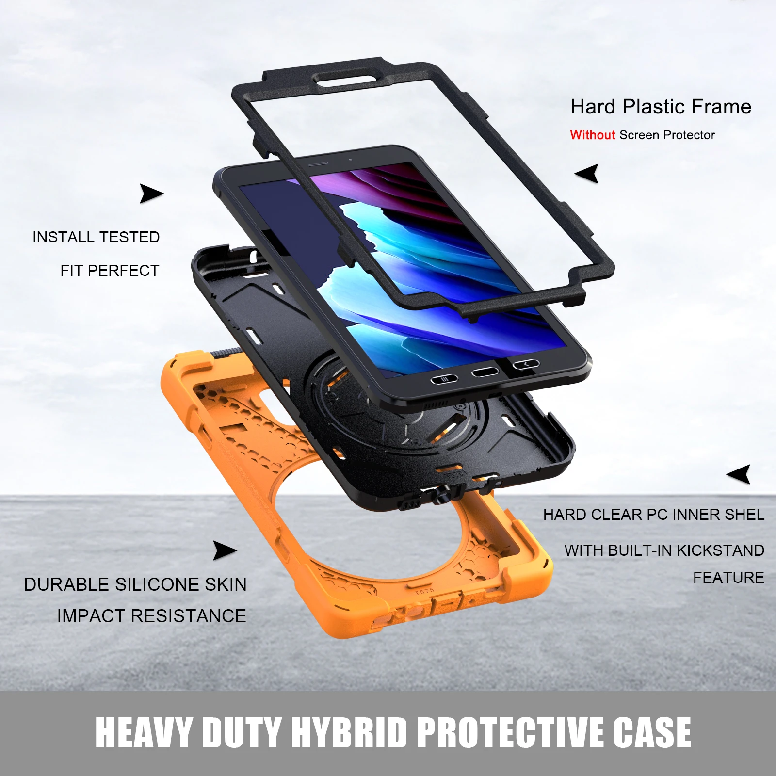 For Samsung Galaxy Tab Active 3 2020 SM-T570 T575 T577 Case Kids Safe Armor Shockproof PC Silicon Hybrid Stand Tablet Cover