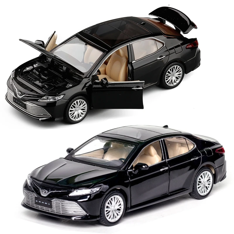 Modelo de coche de juguete TOYOTA Camry, vehículo de Metal fundido a presión, miniatura, tirar hacia atrás, ruedas libres, colección de sonido y luz, regalo para niños, 1/32