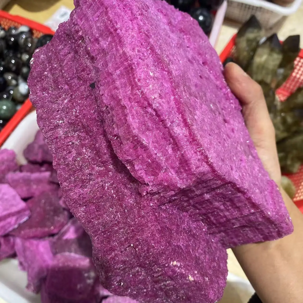 Natural rough red corundum and mineral spirit ruby raw gemstones Specimen Healing