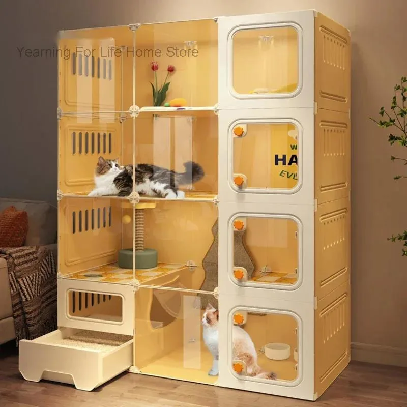 

Extra Large Indoor Transparent Cat Cages Multifunctional Outdoor Cat Cabinets Free Space Home Cat Villa with Toilet Integrated